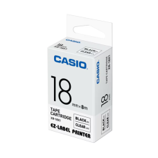Casio XR-18X1 Label Tape 18mm Black on Clear Casio XR-18X1 Label Tape 18mm Black on Clear