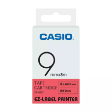 Casio 9 mm x 8 m Black On Red Label Printer Tape Cartridge (G32)_XR-9RD1