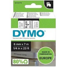 6mm X 7m Dymo D1 Tape Black & Clear