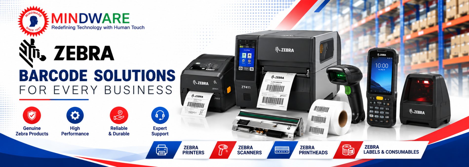 Zebra barcode solutions - printers, scanners, printheads, labels and consumables